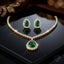 Emerald Green CZ Diamond Drop Necklace & Earrings Set