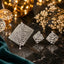 Royal silver-tone geometric crystal necklace set with matching statement earrings