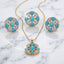 Gold-Tone Floral Cluster Jewelry Set - Turquoise