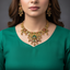 Rajwari Bridal Jewelry Set Gold & Green – Traditional Pakistani Wedding Necklace Set