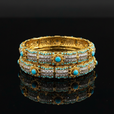 Openable Traditional Turquoise Bangles – Bridal Jewelry Pakistan