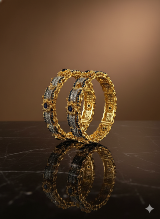 Openable Black Gold Traditional Bangles – Bridal Jewelry Pakistan