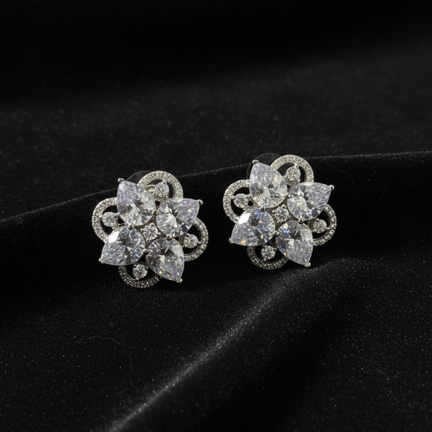 Destiny Crystal Bloom Stud Earrings