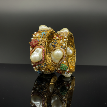 Ottoman Pearl Turkish Designer Bangles – Luxury Bridal Statement Set