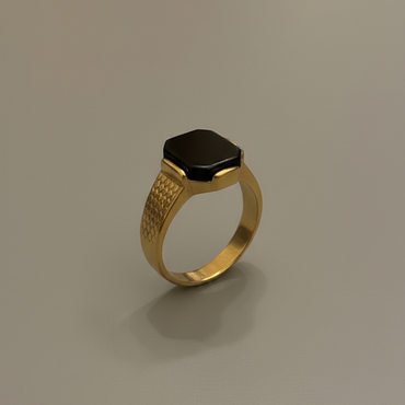 Midnight Crest Signet Ring – Gold-Tone