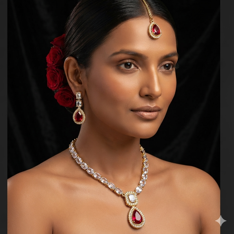 Royal Ruby Pink Crystal Set