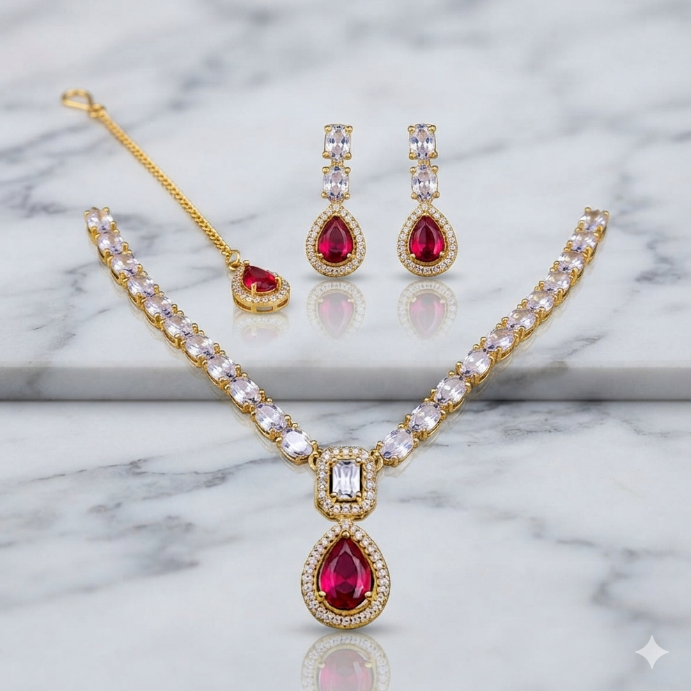 Royal Ruby Pink Crystal Set