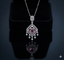 Pink Princess Cut Sterling Silver Pendant Necklace with CZ Halo & Tassel Drops