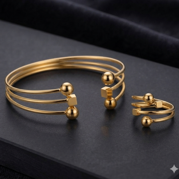 Minimalist Geometric Cuff & Ring Set