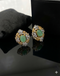 Mint Green Cabochon Cluster Studs