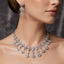 American Diamond Floral Cluster Necklace Set with Matching Earrings