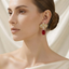 Traditional Gold Floral Drop Earrings with Ruby-Red Stone