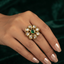 Gold Kundan Floral Statement Ring