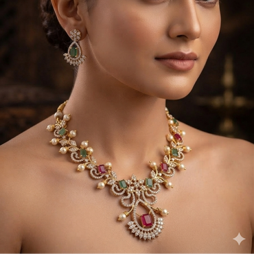 Navratna-Inspired Royal Necklace Set