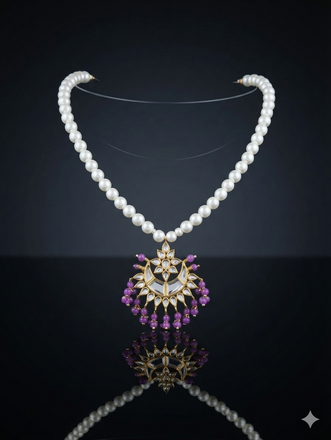 Kundan Chandbali Pearl Mala