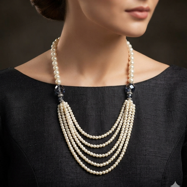 Multi-Strand Smoky Quartz Pearl Mala
