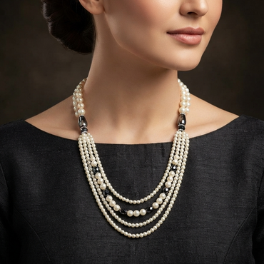 Multi-Strand Pearl Mala Necklace