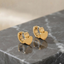 Gold Heart Charm Huggie Hoop Earrings
