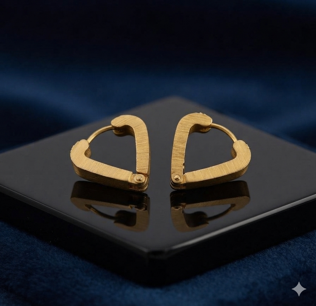 Gold Brushed Open Heart Hoop Earrings