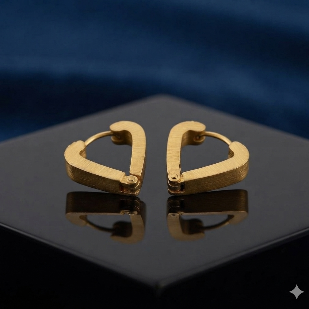 Gold Brushed Open Heart Hoop Earrings