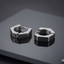 Silver Geometric Hexagonal Huggie Hoop Earrings