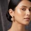 Peach Cabochon Drop Earrings with Crystal Halo