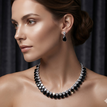 Teardrop Cluster American Diamond Choker Set