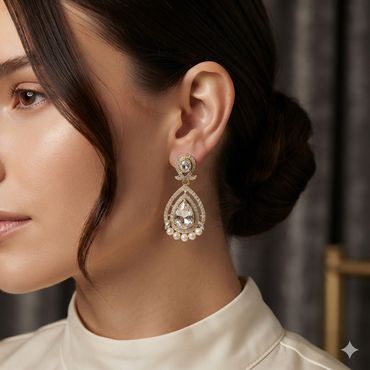 Traditional Pear Halo Drop Earrings