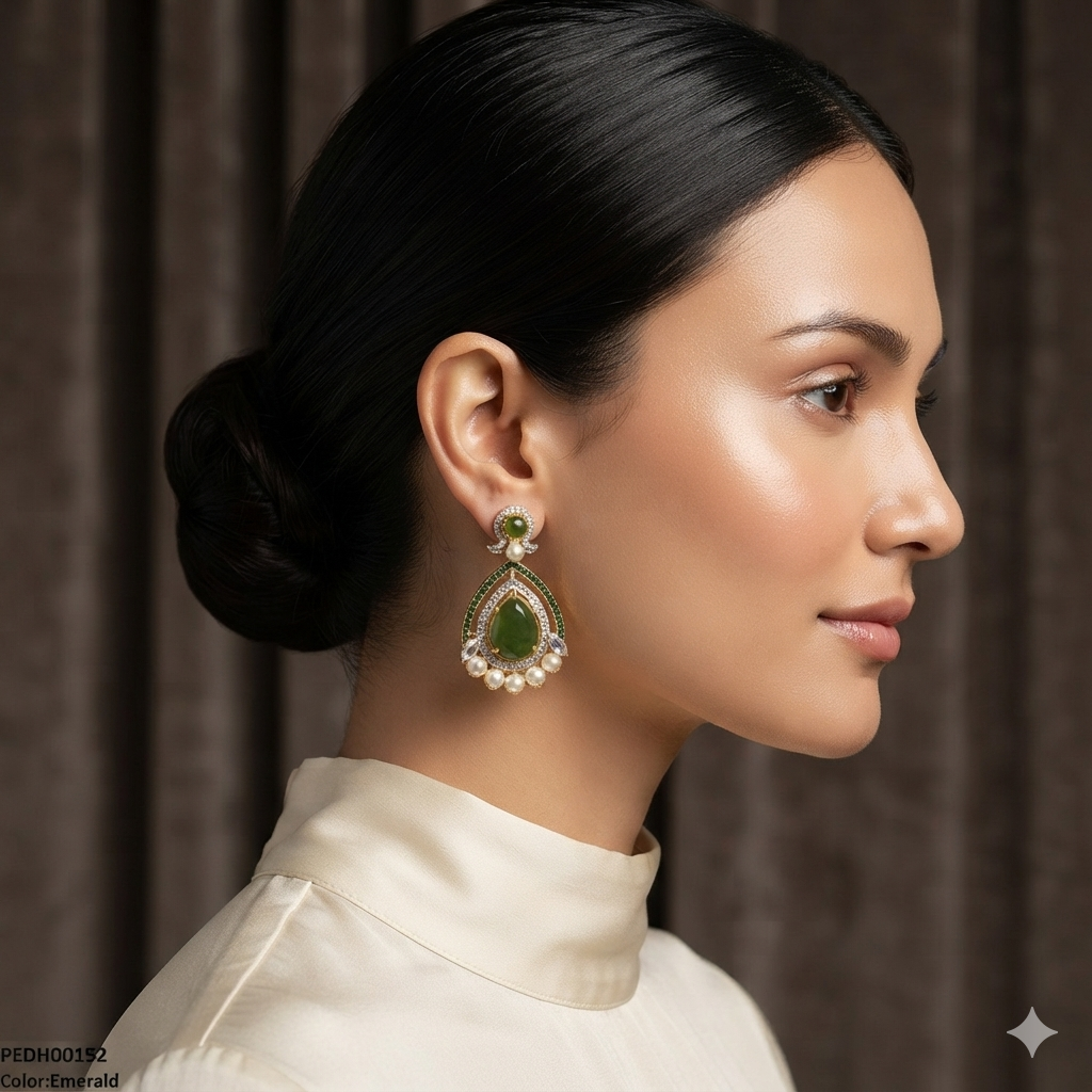 Traditional Pear Halo Drop Earrings
