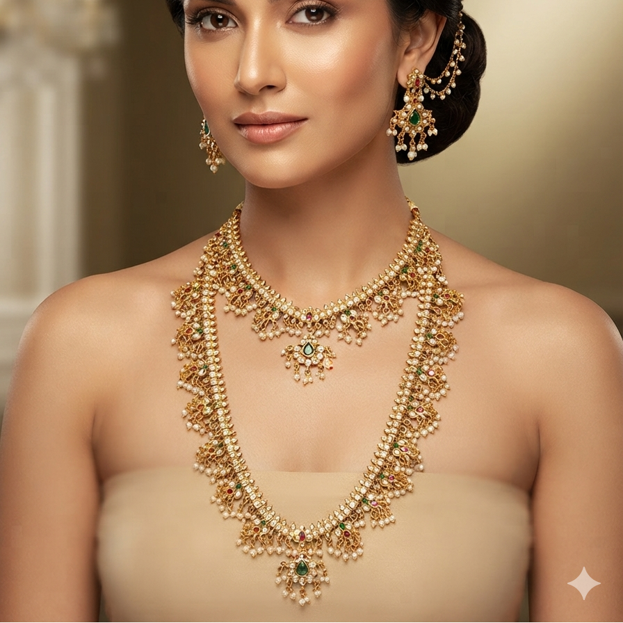 Guttapusalu Bridal Choker & Long Haar 2-Piece Set
