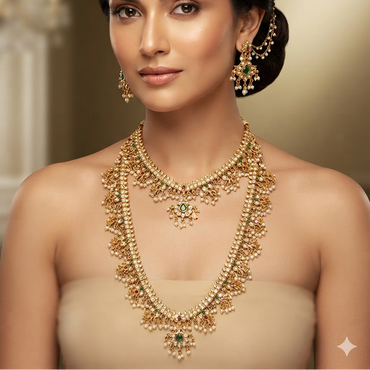 Guttapusalu Bridal Choker & Long Haar 2-Piece Set