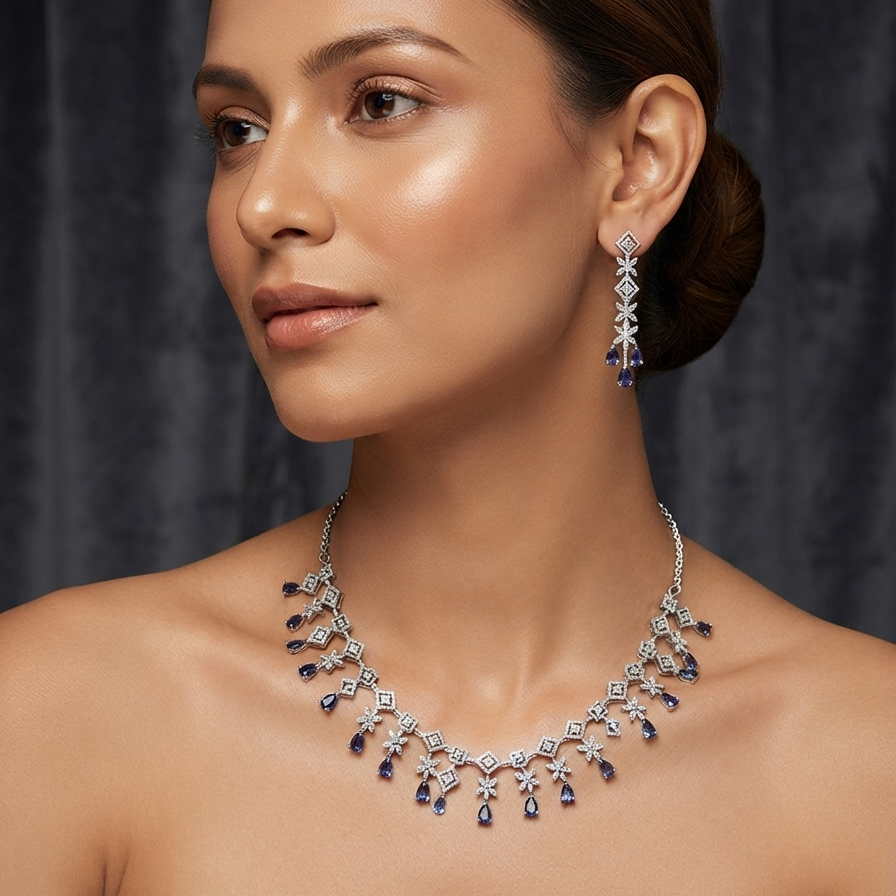 Pavé Diamond & Tanzanite Purple Drop Set