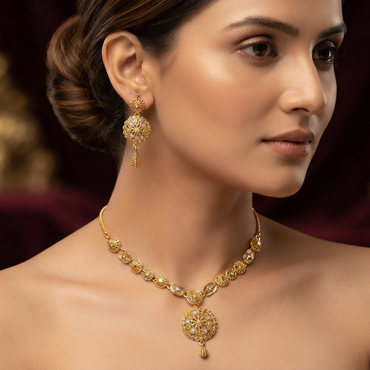 Gold Filigree Medallion Pendant Set