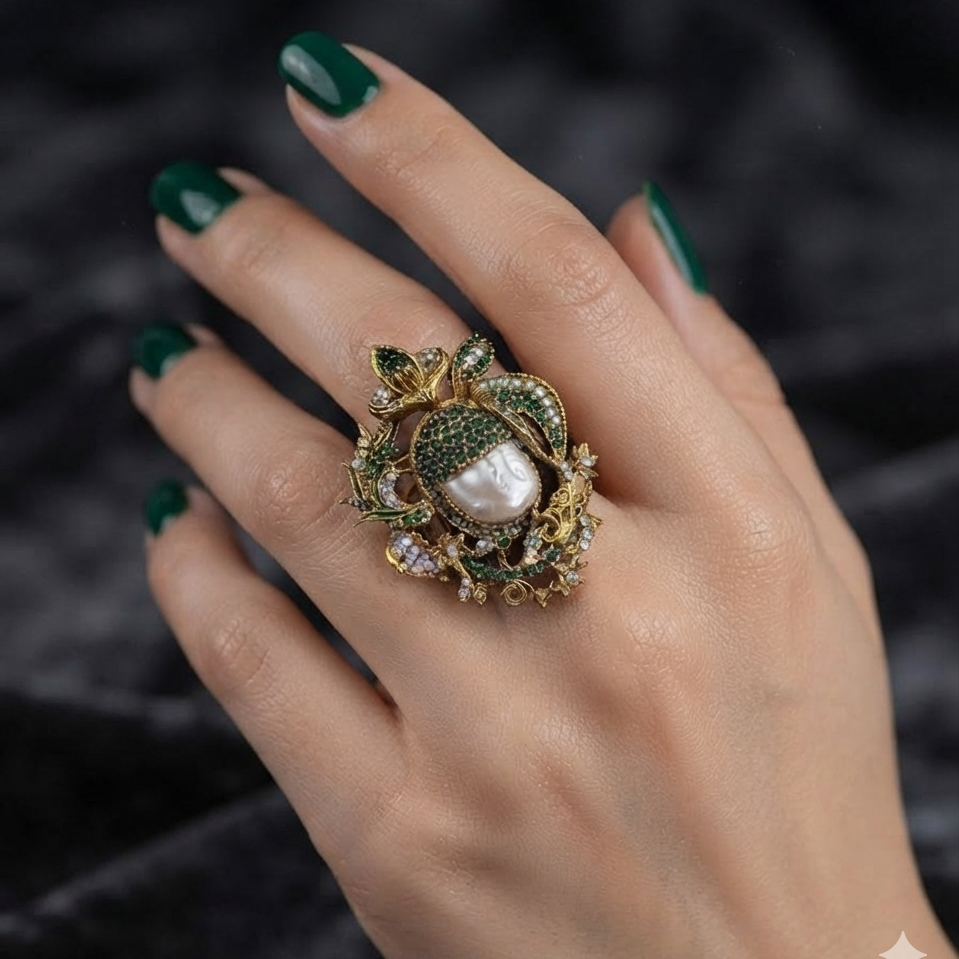 Antique Baroque Pearl Statement Ring