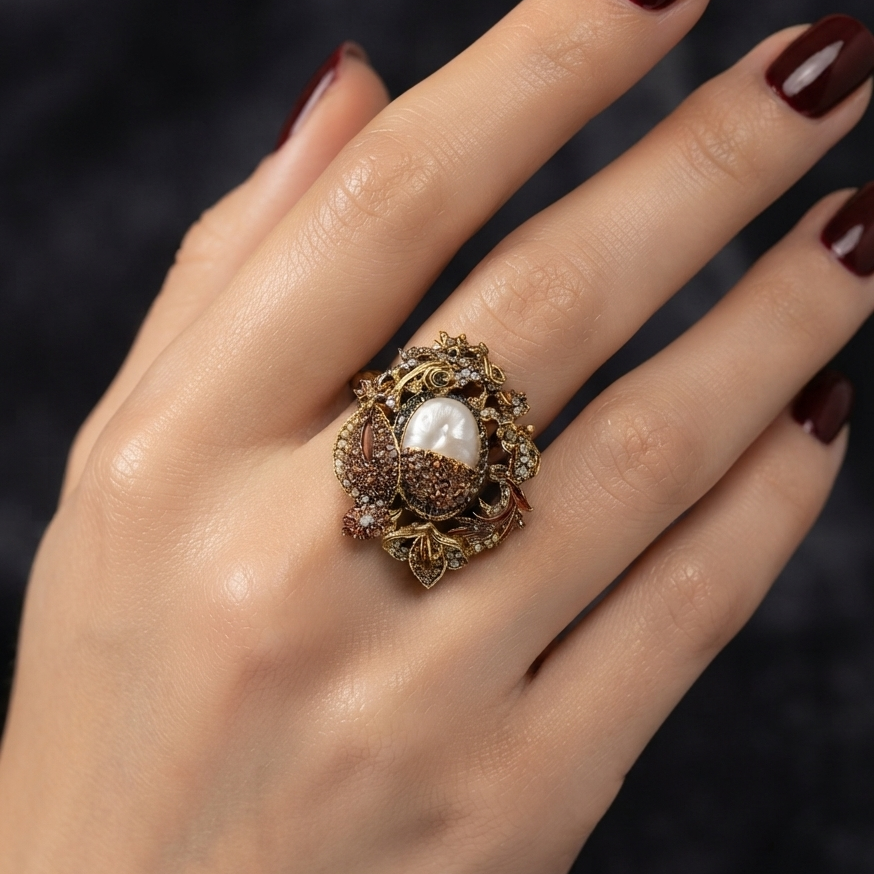 Antique Baroque Pearl Statement Ring
