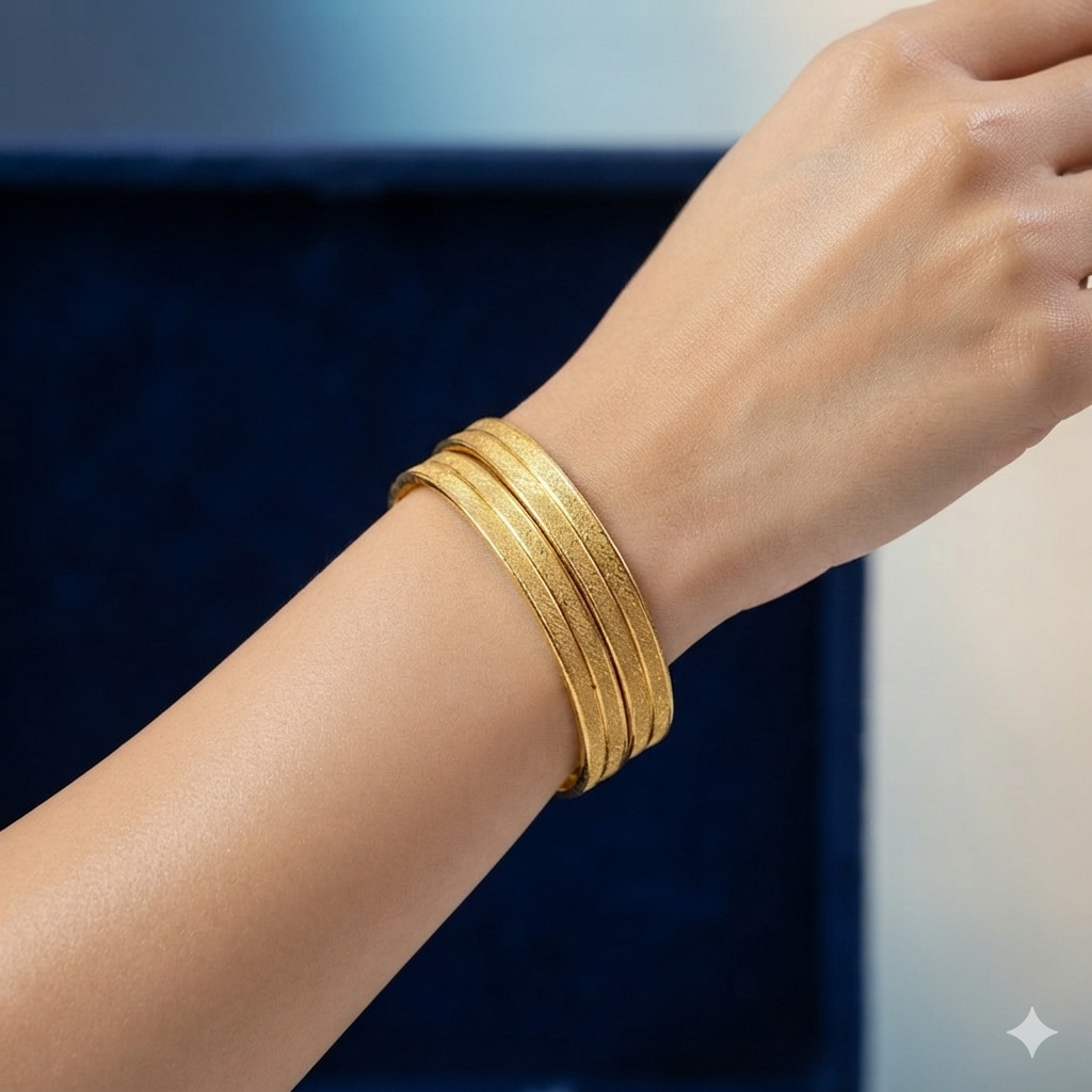 Frosted Matte Gold Bangles