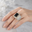 Iced Emerald Halo Statement Ring – Two Tone