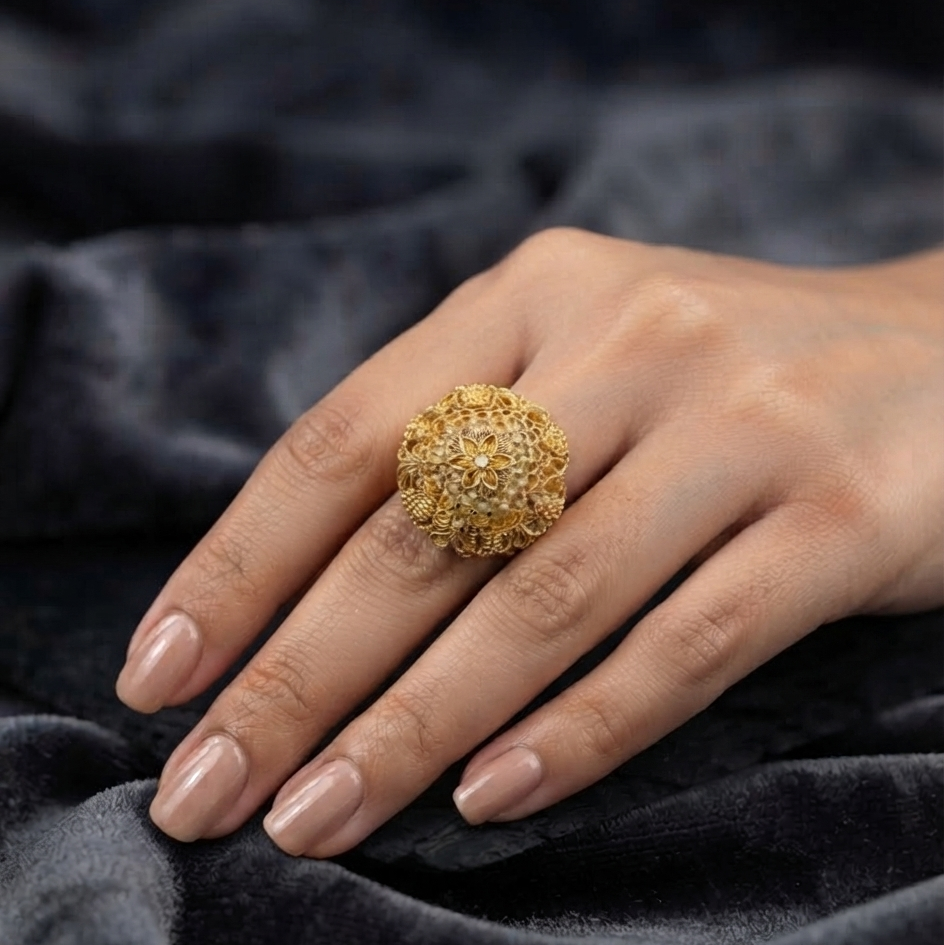Floral Filigree Cocktail Ring
