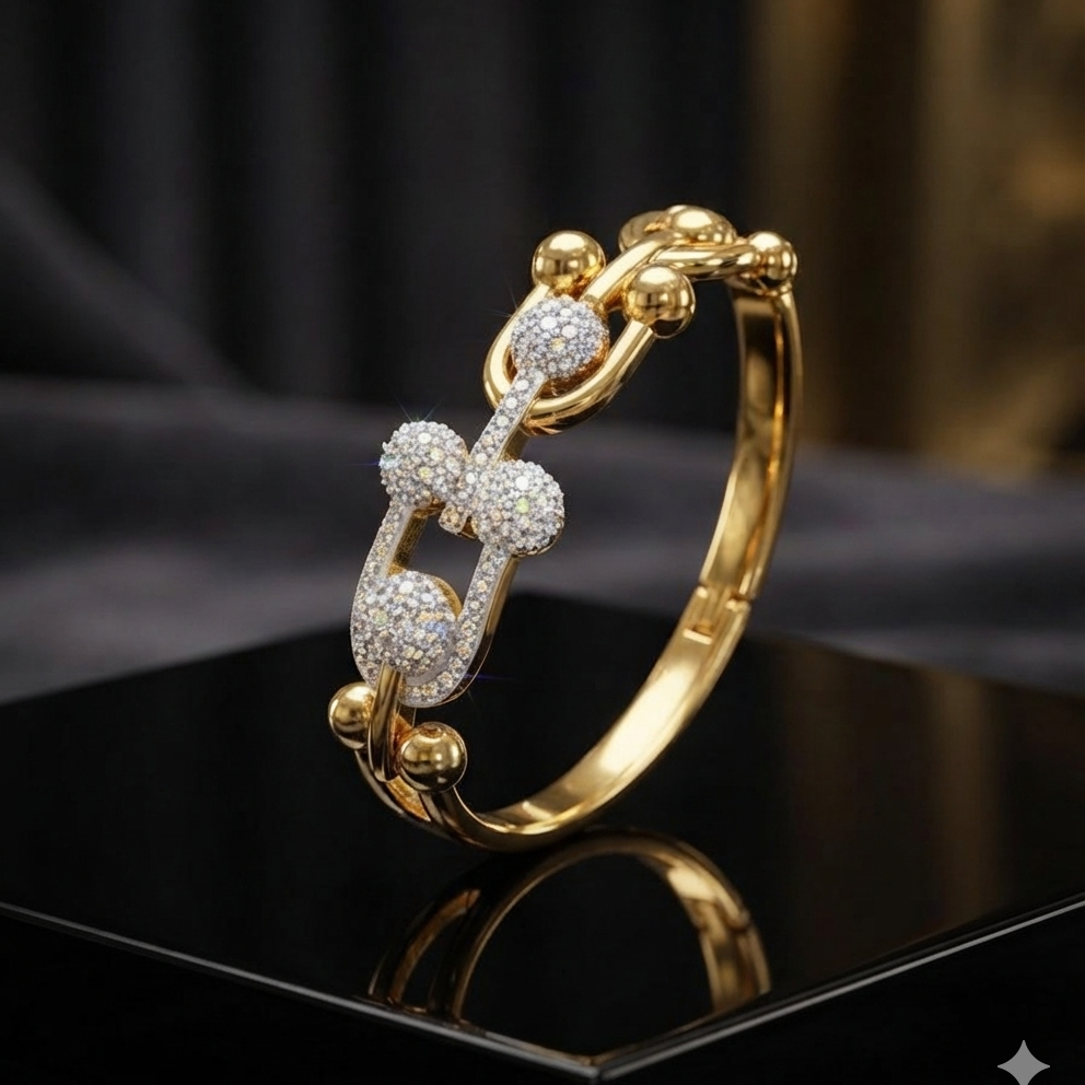 Gold Interlocking Bow Bangle