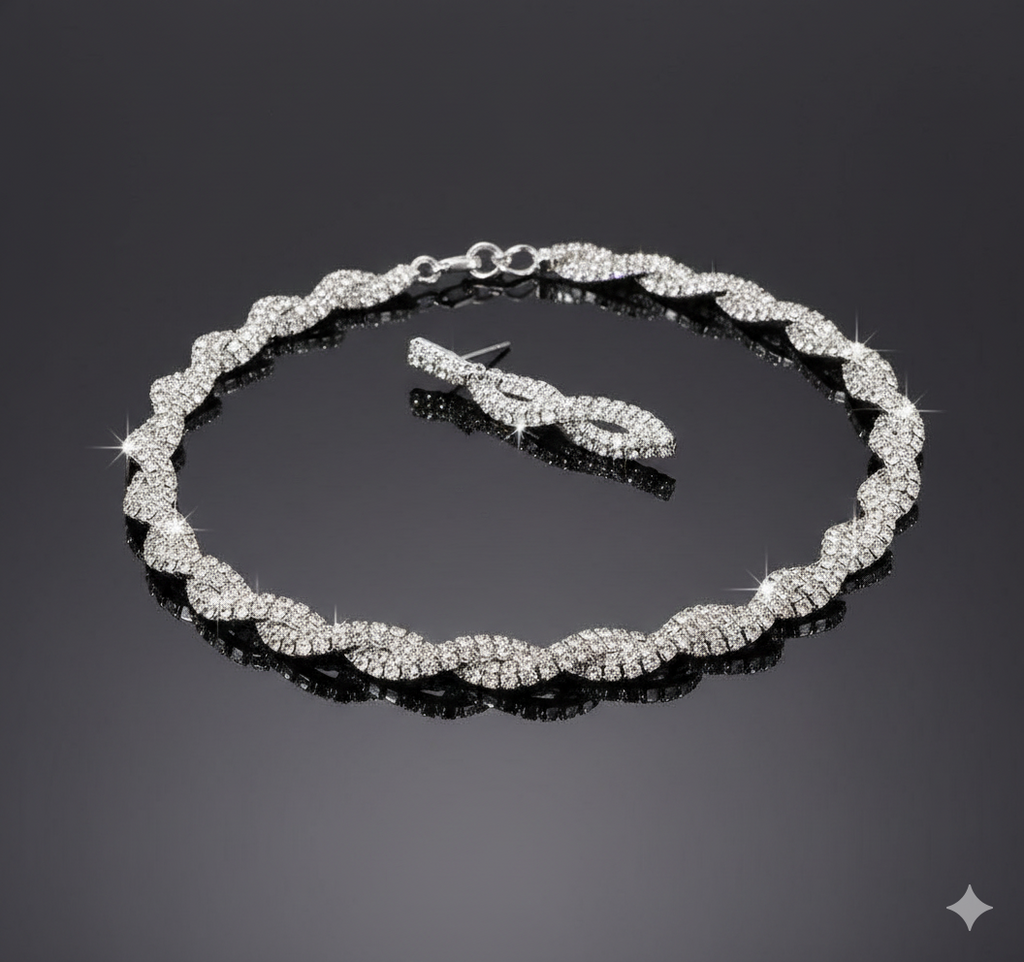Fancy Silver Crystal Set