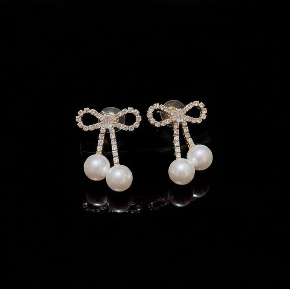 Fancy Pearl Bow Earrings