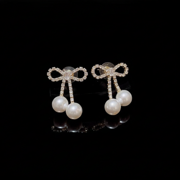 Fancy Pearl Bow Earrings