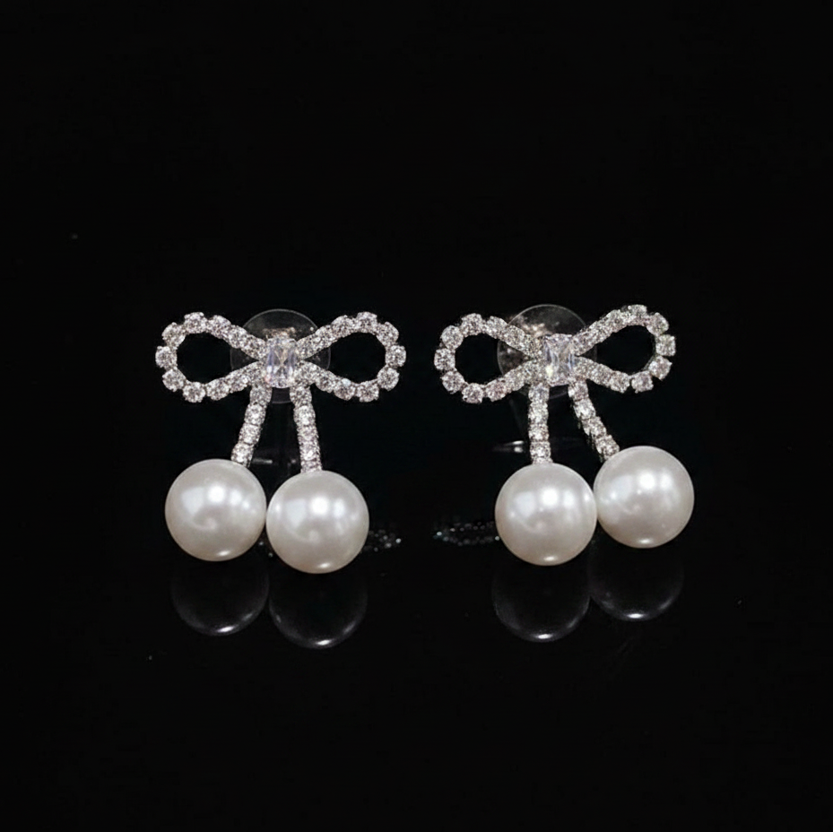 Fancy Pearl Bow Earrings