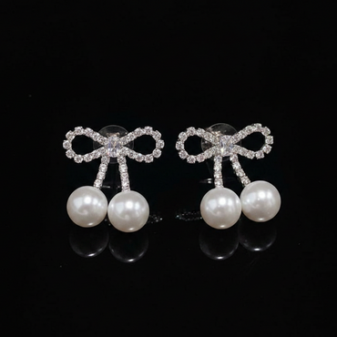 Fancy Pearl Bow Earrings