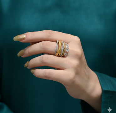 Multi-Layer Mixed Metal Charm Ring