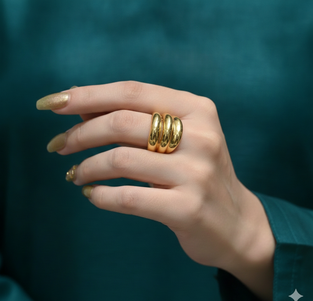 Gold Triple Layer Band Ring