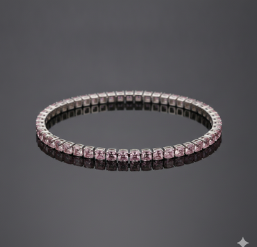 Pink Princess-Cut Tennis Bracelet