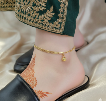 Gold Mixed Chain Ball Anklet