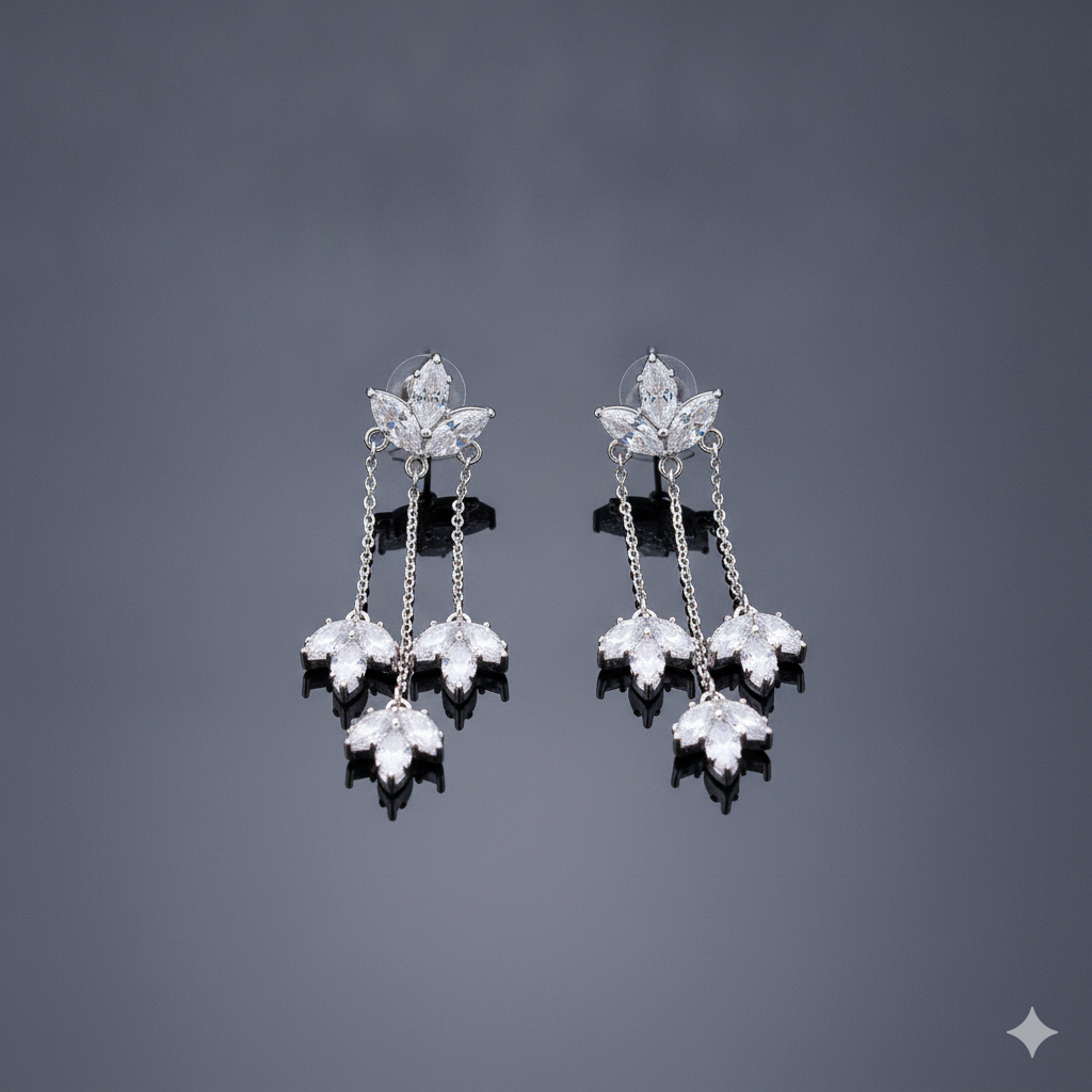 Silver Marquise Crystal Chandelier Earrings