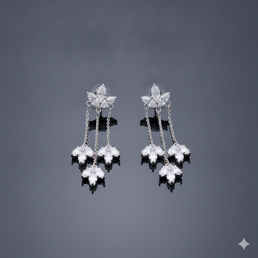 Silver Marquise Crystal Chandelier Earrings